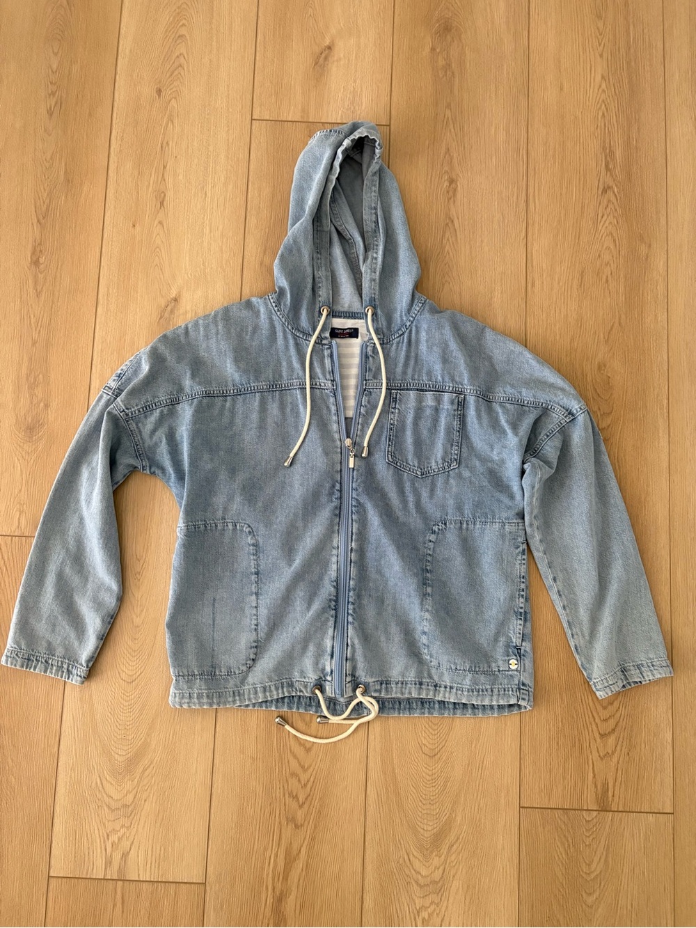 Saint James Women’s Lightweight Denim Hooded Zip Jacket 100% Cotton Size 12
